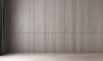 The Modern cozy interior design of beautiful empty living room and wood wall texture background