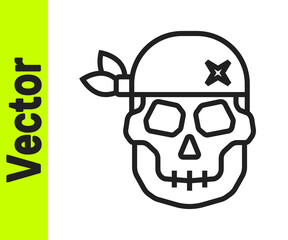 Black line Skull icon isolated on white background. Happy Halloween party. Vector.
