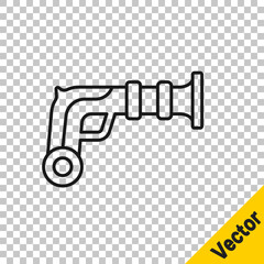 Black line Vintage pistols icon isolated on transparent background. Ancient weapon. Vector.