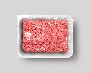 Food packaging isolated with beef top view 