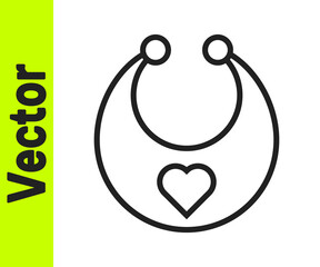 Black line Baby bib icon isolated on white background. Vector.