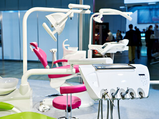 Dental chair and clinic equipment at exhibition
