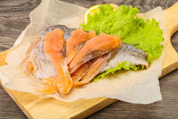 Sliced natural wild trout fillet