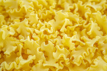 Italian dry wavy pasta background. Healthy traditional food. Top view. Macro close-up