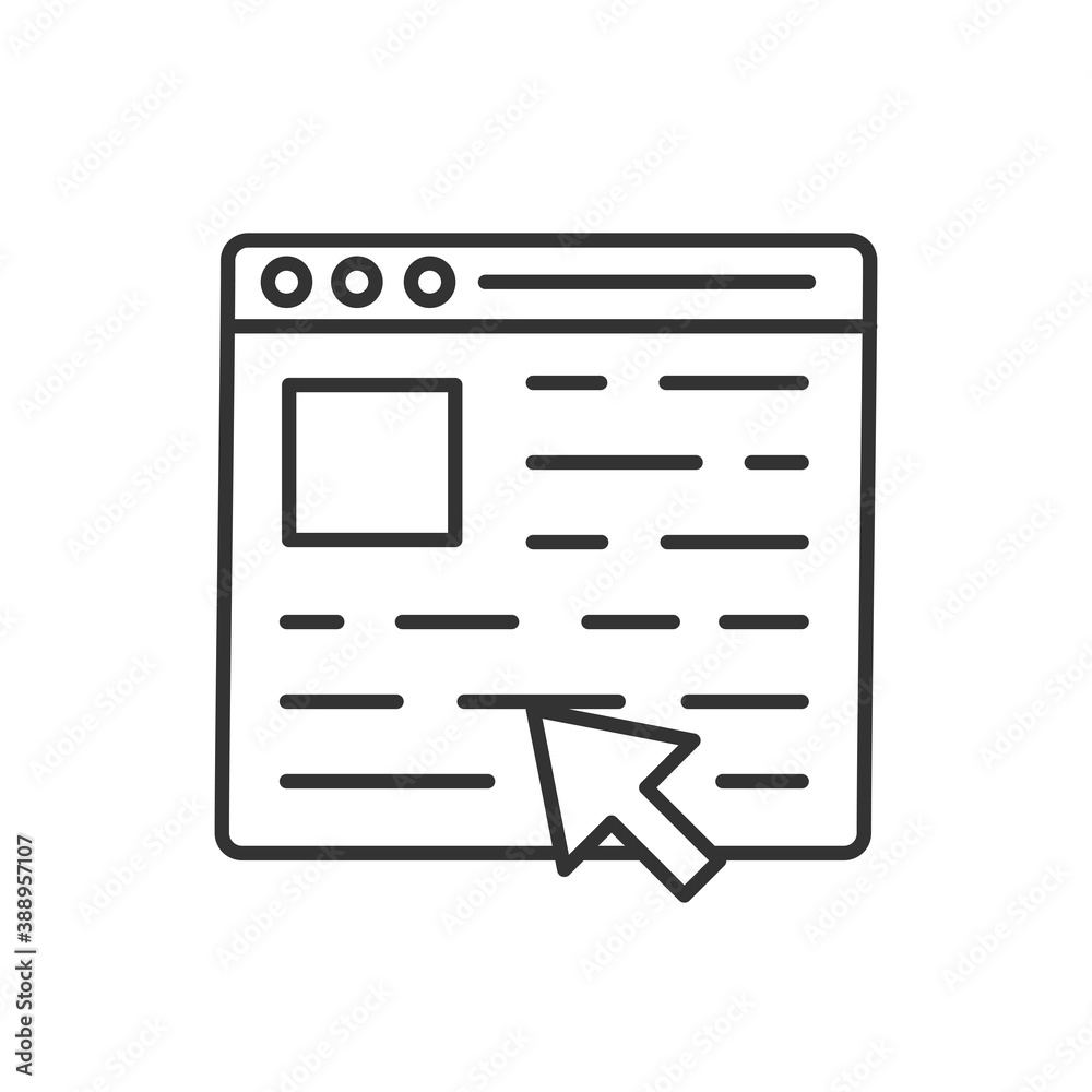 Poster web page click line icon. website cursor click. vector black icon.
