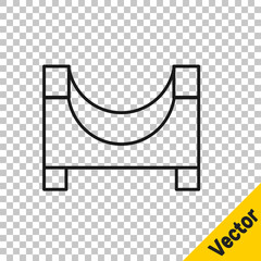 Black line Skate park icon isolated on transparent background. Set of ramp, roller, stairs for a skatepark. Extreme sport. Vector.