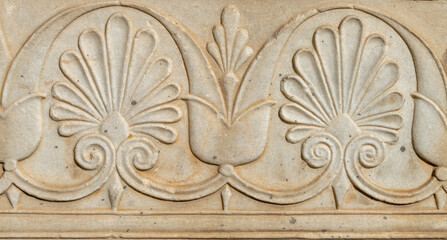 Architectural detail among Ruins of Ancient Corinth, a city-state (polis) on the Isthmus of Corinth, Peloponnese, Greece. 