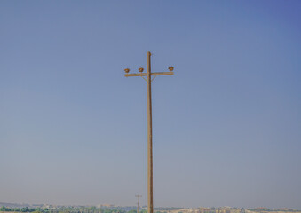 old wooden electric post with out electric line