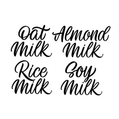 Hand lettered set. Plant milks. it's winter time.Perfect design for greeting cards, posters,...