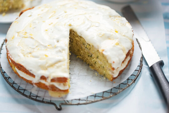 Frosted Courgette Lemon Cake With Lemon Cream