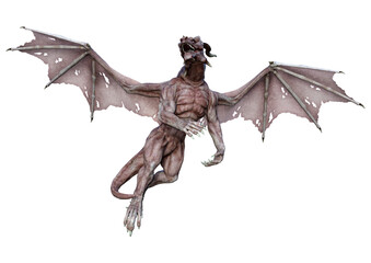 3D Rendering Fairy Tale Dragon on White