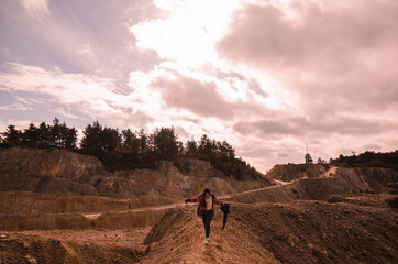 
girl on a rock mountain