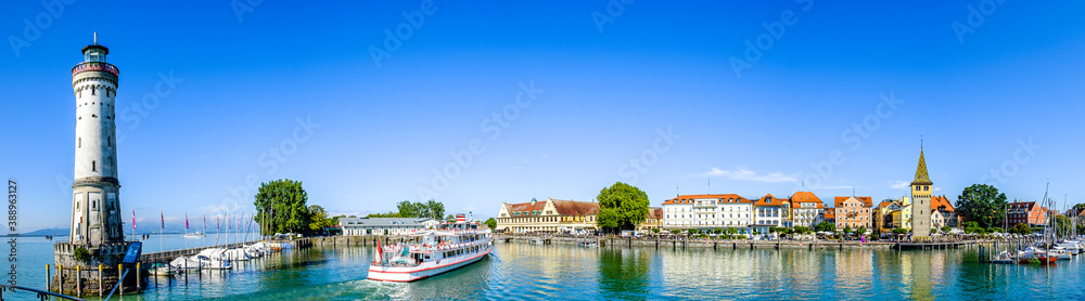 Canvas Prints famous harbor with sailboats at the historic island of Lindau am Bodensee - Germany