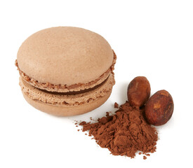 cocoa macaroon isolated on white