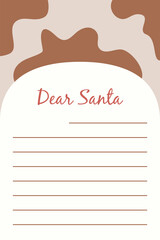Dear Santa Christmas stationery template letter paper note with cow ox background. Vector illustration