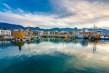 Kyrenia old harbour and castle view in Northern Cyprus. Kyrenia is populer tourist destination in...