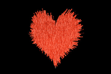 drawn red heart on a black background.