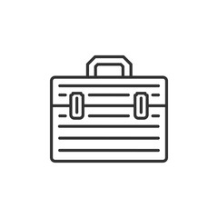 Briefcase portfolio outline icon. Vector black icon.