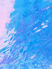 Contemporary art background. Blue abstract painting texture for banner, postcard, template poster, flyer design. Artistic pattern with multicolor shapes, vivid lines. Contemporary art gallery concept.