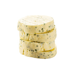 Butter with herbs isolated on white