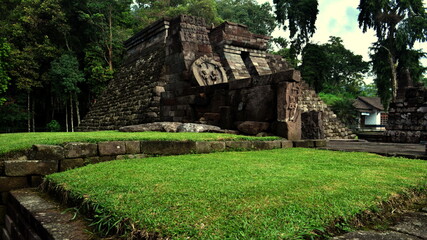main building of the Sukuh temple on the western slope of Mount Lawu Indonesia. sukuh tample is hindu tample.