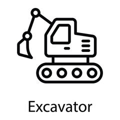 excavator line vector icon