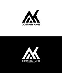 ak letter branding logo Design, black white color
