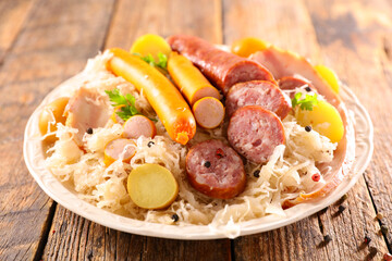 sauerkraut, cabbage, meat and potato