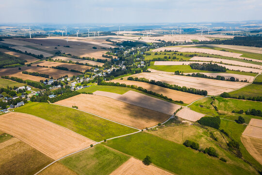 Aerial view of fields in Chemnitz, Germany.