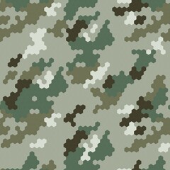 hexagonal camouflage military seamless pattern, army cloth texture background Vector 