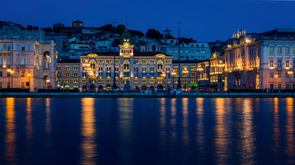 Nihgtscape of Unity Of Italy Square in Trieste in Italy in Europe