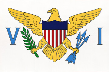 United States Virgin Islands national fabric flag, textile background. Symbol of territory of the United States. © nikol85