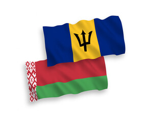 Flags of Barbados and Belarus on a white background