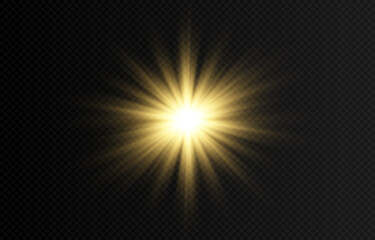 Vector flash of light. Golden light. light png. Sun, sun rays. PNG flash, golden flash. Christmas. - obrazy, fototapety, plakaty