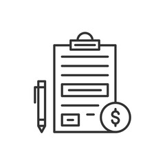 Notepad with pencil line icon. Writing pad and pen symbol, logo illustration. Editable stroke. Vector black icon.