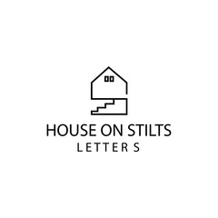 house stilts creative logo illustration initials outline design vector template