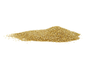 Small pile of raw white quinoa seeds