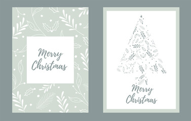 Fototapeta na wymiar Modern universal artistic templates. Merry Christmas Corporate Holiday cards and invitations. Floral frames and backgrounds design. Vector illustration.