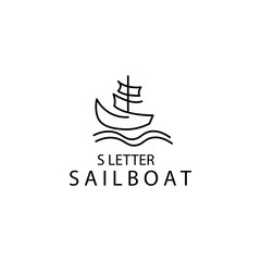 sailboat logo illustration of initial s design  vector template