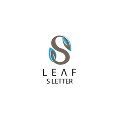 leaf logo, illustration of initials s with color design, vector