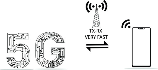 Fototapeta premium The concept of stepping into 5G communication system