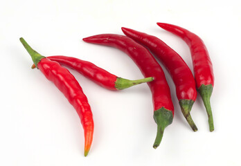 Chili peppers on a white background