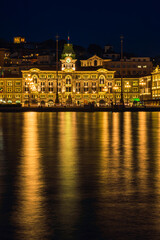 Fototapeta na wymiar Nihgtscape of Unity Of Italy Square in Trieste in Italy in Europe