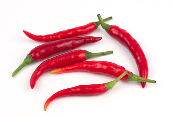 Chili peppers on a white background