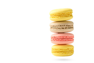 Four macaroon isolated on white background