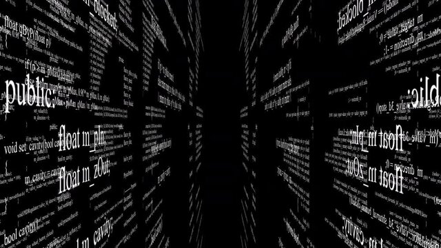 Blocks of program code flying in virtual space