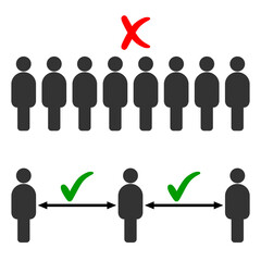 Social distancing. Keep a safe distance, vector icon sign to contain flu epidemic coronavirus. Coronavirus pandemic, epidemic disease.