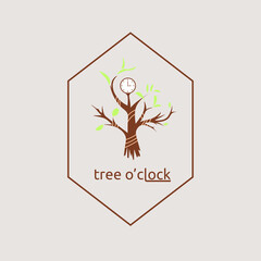tree and a clock logo concept