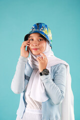 Fashion portrait of young beautiful asian muslim woman with wearing hijab.