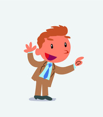  cartoon character of businessman pointing while arguing